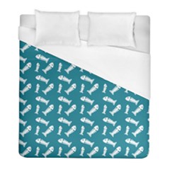 Fish Teal Blue Pattern Duvet Cover (full/ Double Size)