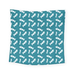 Fish Teal Blue Pattern Square Tapestry (small) by snowwhitegirl