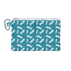 Fish Teal Blue Pattern Canvas Cosmetic Bag (medium) by snowwhitegirl