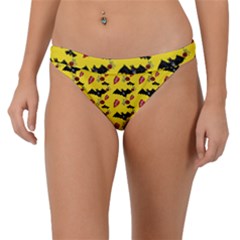 Bat Rose Lips Yellow Pattern Band Bikini Bottom by snowwhitegirl