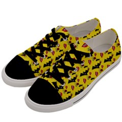 Bat Rose Lips Yellow Pattern Men s Low Top Canvas Sneakers by snowwhitegirl