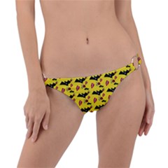 Bat Rose Lips Yellow Pattern Ring Detail Bikini Bottom by snowwhitegirl