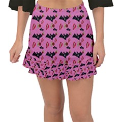 Bat Rose Lips Pink Pattern Fishtail Mini Chiffon Skirt by snowwhitegirl