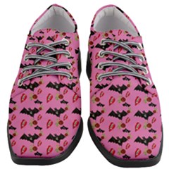 Bat Rose Lips Pink Pattern Women Heeled Oxford Shoes by snowwhitegirl