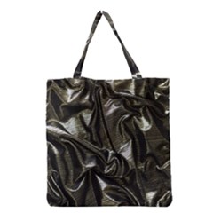 Metallic Silver Satin Grocery Tote Bag by retrotoomoderndesigns