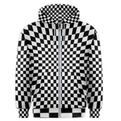 Illusion Checkerboard Black And White Pattern Men s Zipper Hoodie by Vaneshart