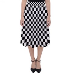 Illusion Checkerboard Black And White Pattern Classic Midi Skirt by Vaneshart