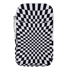 Illusion Checkerboard Black And White Pattern Waist Pouch (large) by Vaneshart