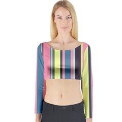 Stripes Colorful Wallpaper Seamless Long Sleeve Crop Top