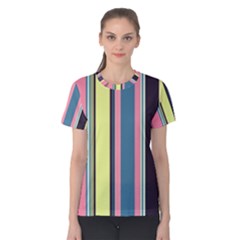 Stripes Colorful Wallpaper Seamless Women s Cotton Tee