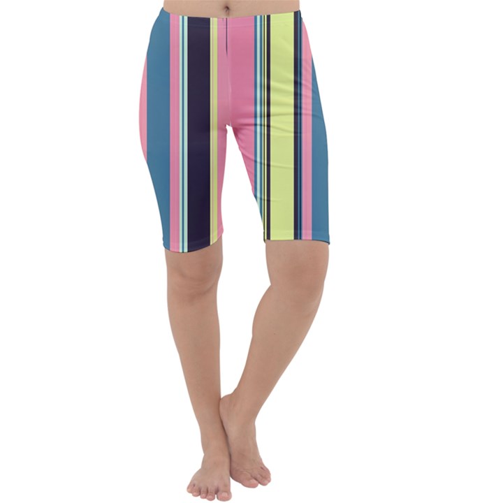 Stripes Colorful Wallpaper Seamless Cropped Leggings 
