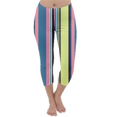 Stripes Colorful Wallpaper Seamless Capri Winter Leggings 