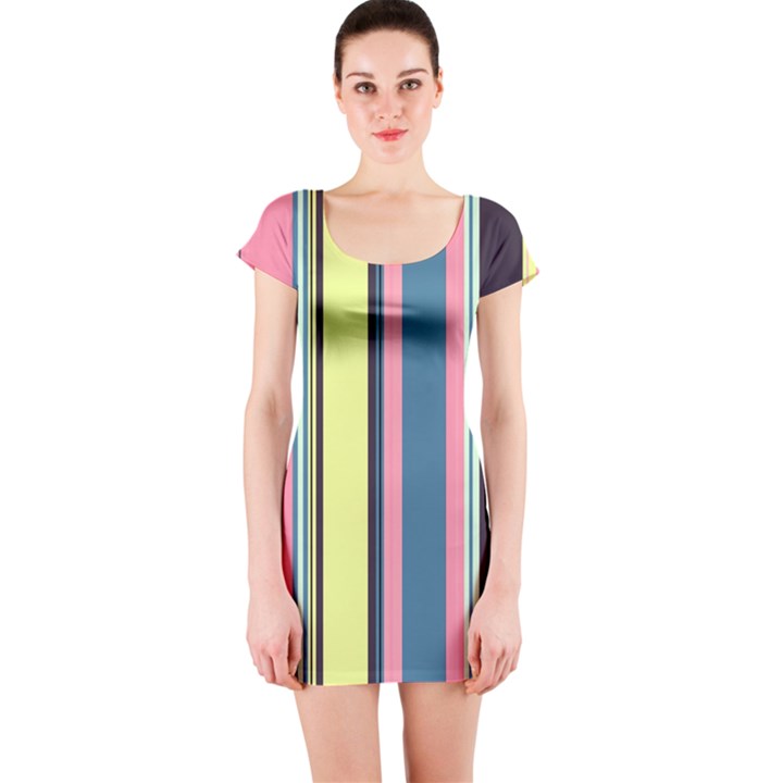 Stripes Colorful Wallpaper Seamless Short Sleeve Bodycon Dress