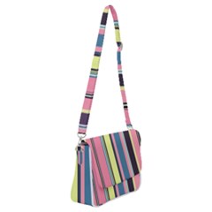 Stripes Colorful Wallpaper Seamless Shoulder Bag with Back Zipper
