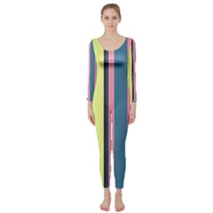Stripes Colorful Wallpaper Seamless Long Sleeve Catsuit