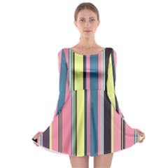 Stripes Colorful Wallpaper Seamless Long Sleeve Skater Dress