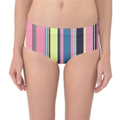 Stripes Colorful Wallpaper Seamless Mid-Waist Bikini Bottoms
