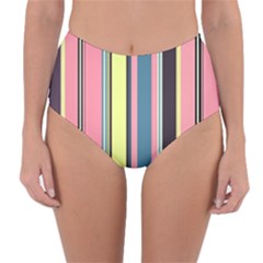 Stripes Colorful Wallpaper Seamless Reversible High-Waist Bikini Bottoms