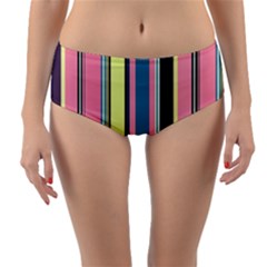 Stripes Colorful Wallpaper Seamless Reversible Mid-Waist Bikini Bottoms