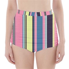 Stripes Colorful Wallpaper Seamless High-Waisted Bikini Bottoms