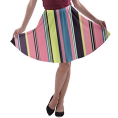 Stripes Colorful Wallpaper Seamless A-line Skater Skirt
