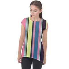 Stripes Colorful Wallpaper Seamless Cap Sleeve High Low Top