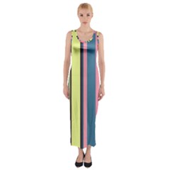 Stripes Colorful Wallpaper Seamless Fitted Maxi Dress