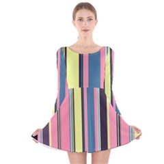 Stripes Colorful Wallpaper Seamless Long Sleeve Velvet Skater Dress