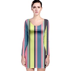 Stripes Colorful Wallpaper Seamless Long Sleeve Velvet Bodycon Dress