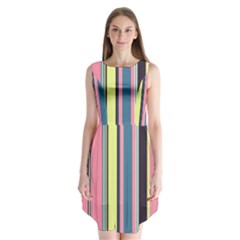 Stripes Colorful Wallpaper Seamless Sleeveless Chiffon Dress  