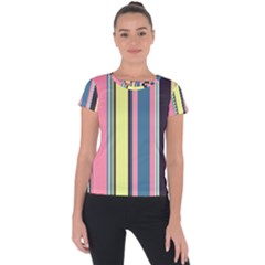 Stripes Colorful Wallpaper Seamless Short Sleeve Sports Top 