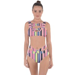 Stripes Colorful Wallpaper Seamless Bandaged Up Bikini Set 