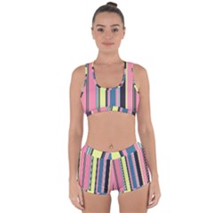 Stripes Colorful Wallpaper Seamless Racerback Boyleg Bikini Set