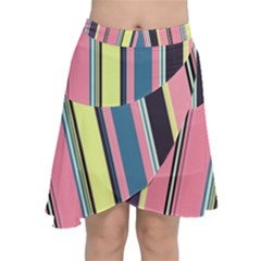 Stripes Colorful Wallpaper Seamless Chiffon Wrap Front Skirt