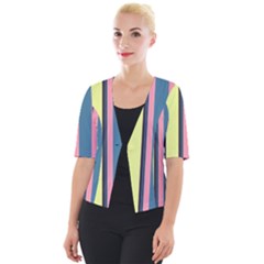 Stripes Colorful Wallpaper Seamless Cropped Button Cardigan