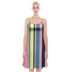 Stripes Colorful Wallpaper Seamless Spaghetti Strap Velvet Dress