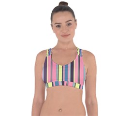 Stripes Colorful Wallpaper Seamless Cross String Back Sports Bra