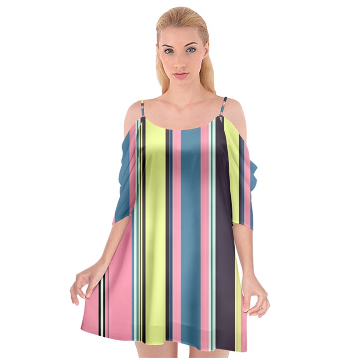 Stripes Colorful Wallpaper Seamless Cutout Spaghetti Strap Chiffon Dress