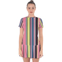 Stripes Colorful Wallpaper Seamless Drop Hem Mini Chiffon Dress by Vaneshart