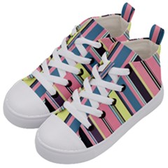 Stripes Colorful Wallpaper Seamless Kids  Mid-top Canvas Sneakers by Vaneshart