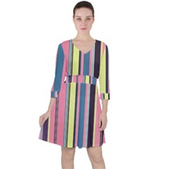 Stripes Colorful Wallpaper Seamless Ruffle Dress
