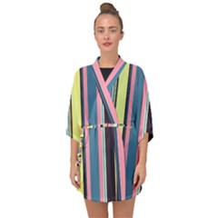 Stripes Colorful Wallpaper Seamless Half Sleeve Chiffon Kimono