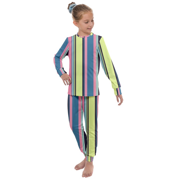 Stripes Colorful Wallpaper Seamless Kids  Long Sleeve Set 