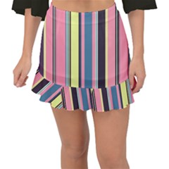 Stripes Colorful Wallpaper Seamless Fishtail Mini Chiffon Skirt