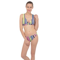 Stripes Colorful Wallpaper Seamless Classic Banded Bikini Set 