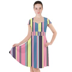 Stripes Colorful Wallpaper Seamless Cap Sleeve Midi Dress