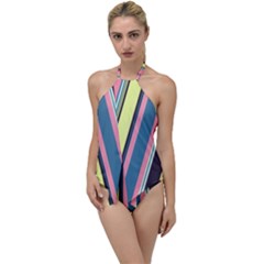 Stripes Colorful Wallpaper Seamless Go with the Flow One Piece Swimsuit