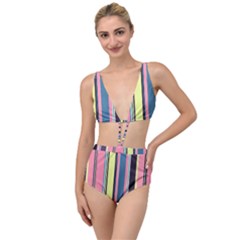 Stripes Colorful Wallpaper Seamless Tied Up Two Piece Swimsuit