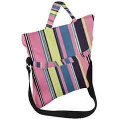 Stripes Colorful Wallpaper Seamless Fold Over Handle Tote Bag