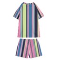Stripes Colorful Wallpaper Seamless Kids  Swim Tee and Shorts Set View2
